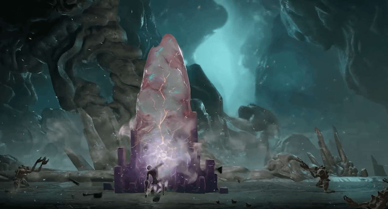 Altars in Grime serve not just as decorations, but also as an analog of the Souls'like games. In altars, Hole-head also boosts stats, but complex builds aren't even worth mentioning.